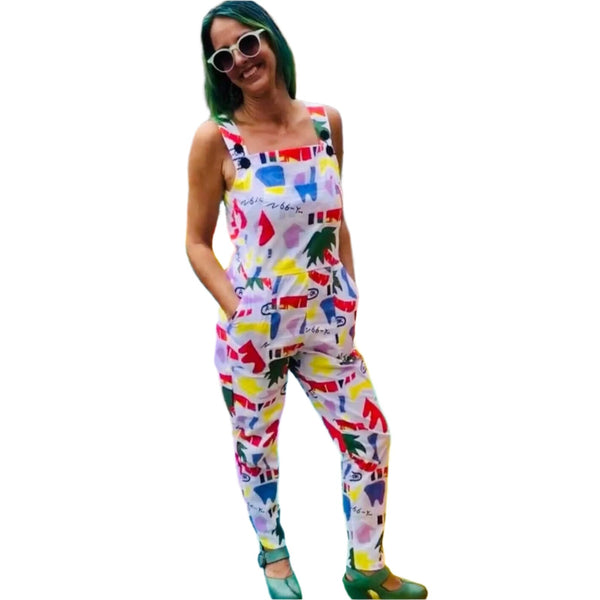 Nooworks A-ok Colorful Abstract Print coveralls jumpsuit Pockets Funky Large