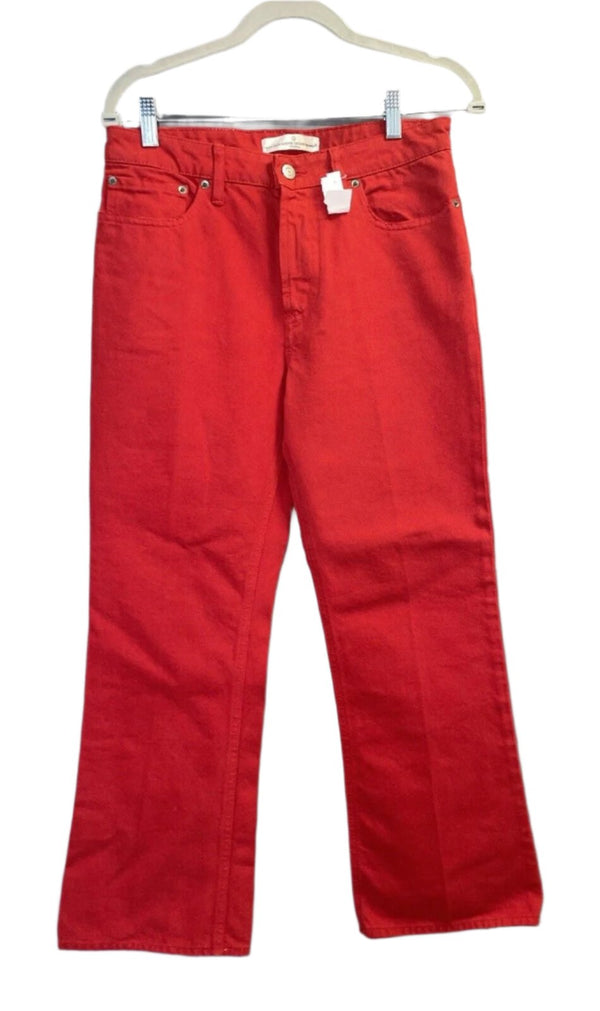Golden Goose Deluxe Brand Women's Cropped Mid Rise Flare Jeans, Red, Size 30