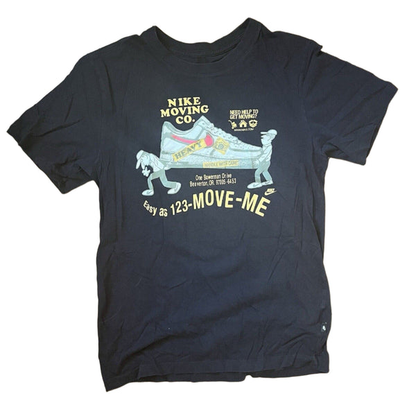NIKE Men's Black Graphic Short Sleeve T-Shirt - NIKE MOVING CO, Size Small