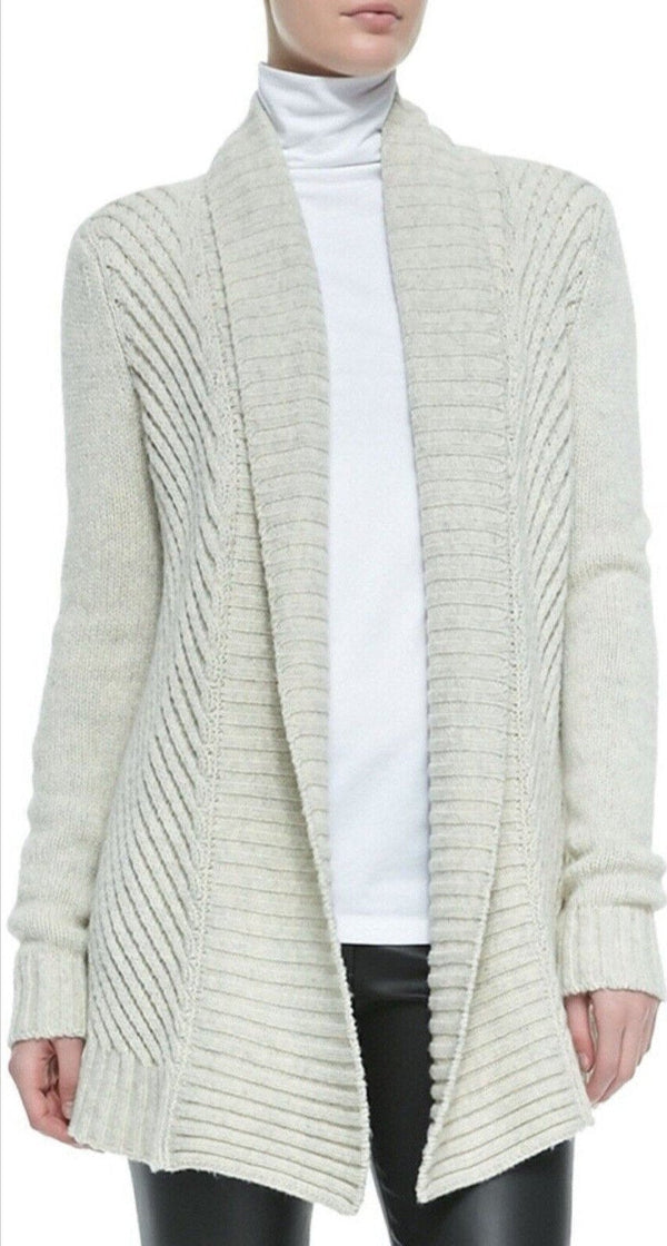 Vince Women's Oatmeal Beige Yak Wool Coastal Longline Open Front Cardigan Size Small