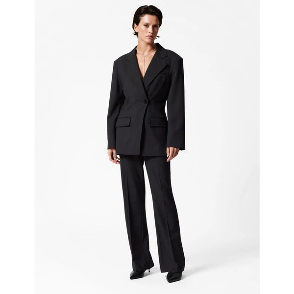 & Other Stories Women’s Black Wool Blend Single-Button Asymmetrical Blazer – Size 8