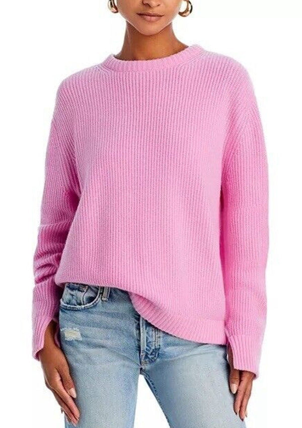 Kule The Alden Crewneck Chunky Knit Wool/cashmere Blend Sweater Pink Large