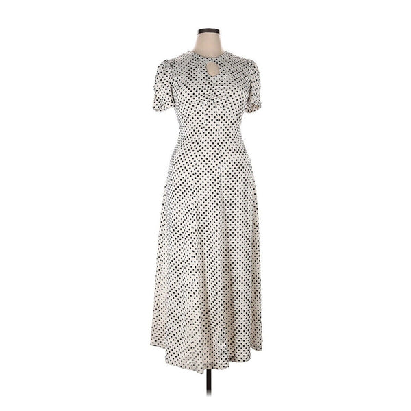 Alexachung Women's  Polka Dot Keyhole Maxi Dress - White Black, Size 14