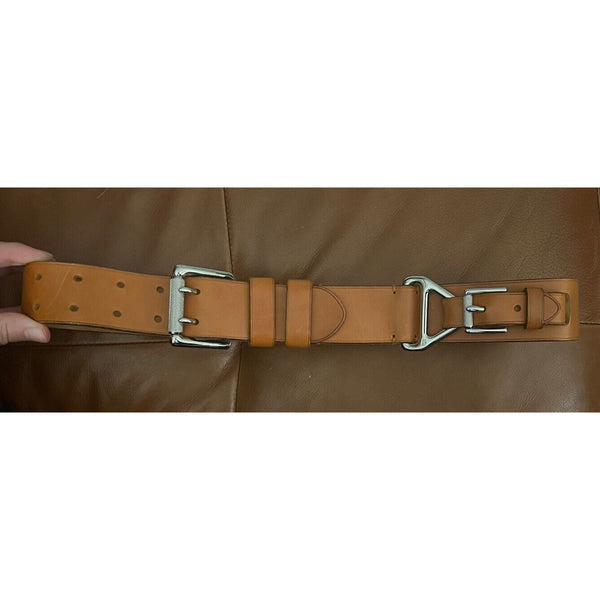 Ralph Lauren Tan Brown Leather Silver Buckle Equestrian Western 25 - 29 Belt S