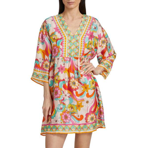 NWT Johnny Was Women's  Jade “Barbara” Floral Kimono Dress – Prismatic Dream Silk, Size Large