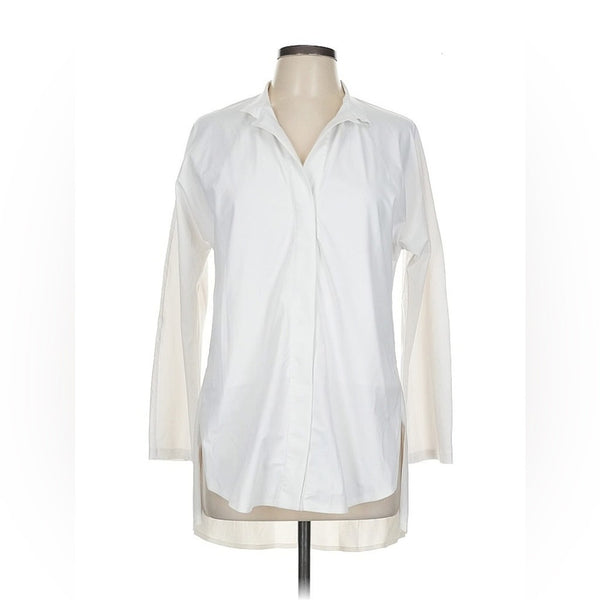 ADAY Women's White Oversized Something Borrowed Button-Down Shirt Size Large