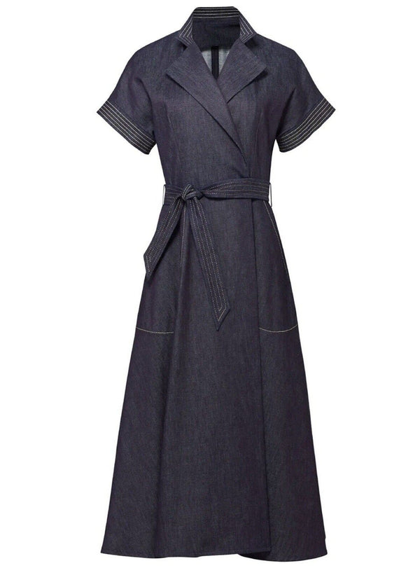 Martin Grand Denim Wrap Shirt Dress 34 US 2 XS NO BELT