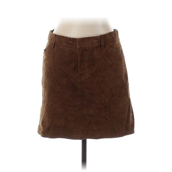 Ralph Lauren Women's Chocolate Brown Goat Leather Suede Mini Skirt – Size 10