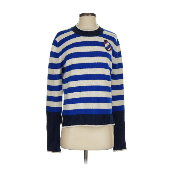 La ligne Blue White Striped 100% Cashmere Crewneck sweater XS