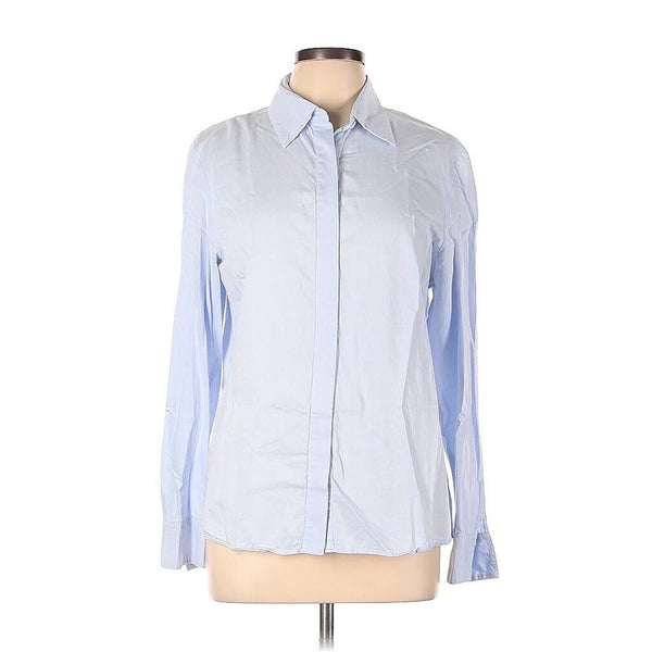 Vesna W Women’s Blue Cotton Poplin Collared Button-Down Shirt, Size 42 US 10