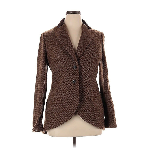 Lauren Ralph Lauren Tweed Wool Brown Horse Equestrian Buttons Riding Blazer 14