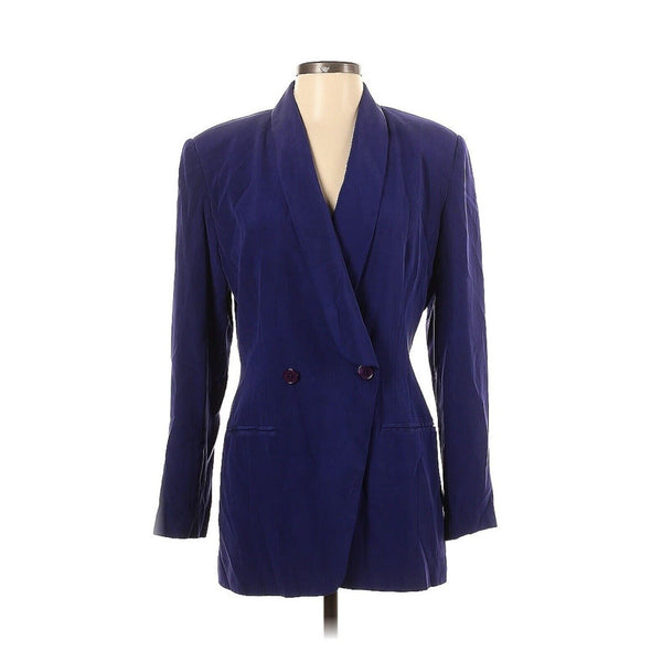 NWT Vintage Bloomingdale’s Women's 100% Silk Deep V Purple Blazer Size 4