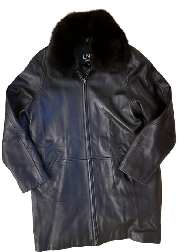 LNR Nordstrom Women’s Black Leather Coat Jacket – Medium