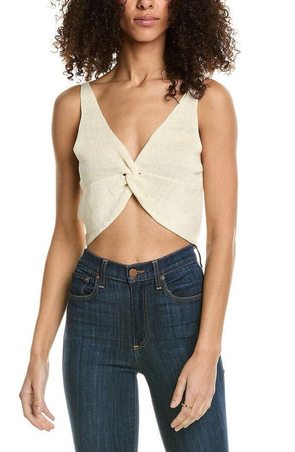 Bash BA&SH Women’s Dilly Reversible Tank Knit Linen-Blend Top, Ivory, Size 8