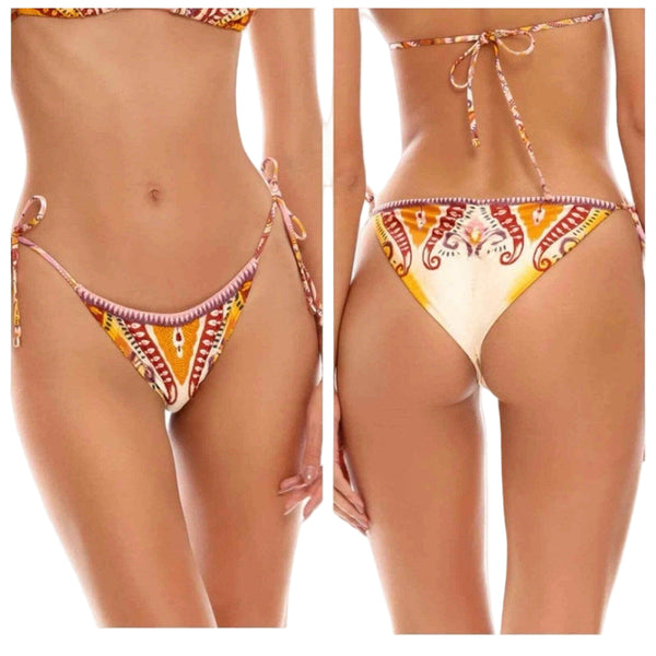 New! Agua Bendita Alegria Leva Women’s String Bikini Bottom – Ivory, Size XL (14741)