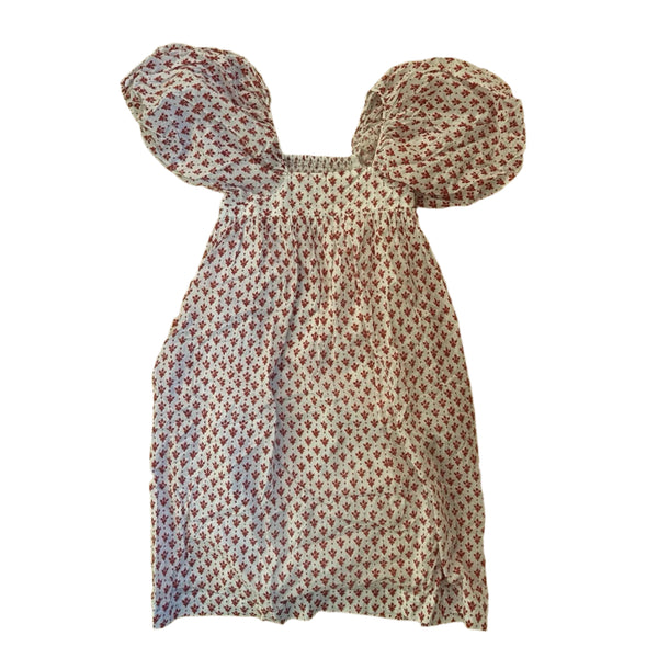 NWOT Malabar Collective Women's Pink Block Print Puff Sleeve Midi Nap Dress 1 (small)