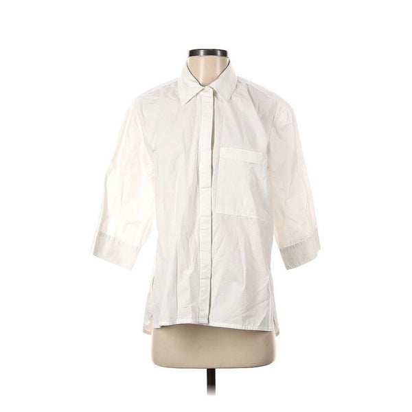 Just Bellina White 3/4 Sleeve Collared Button Down Cotton XS