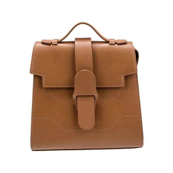 Senreve Women’s Mini Alunna Chestnut Brown Italian Leather Backpack Crossbody Bag