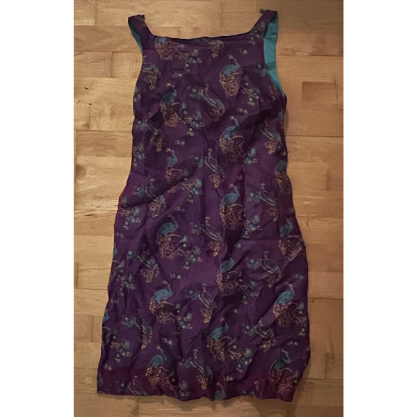 RARE VTG Lilly Pulitzer Purple Silk Peacock Sleeveless Mini Dress 8