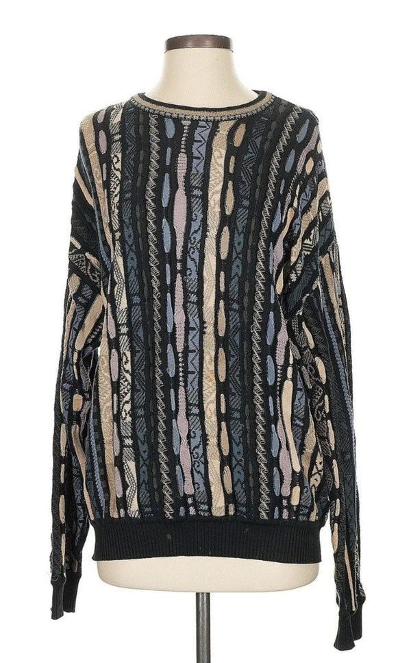 Neiman Marcus Women's 3D Coogi-Style Retro Cotton Sweater – 90s Vibe, Small