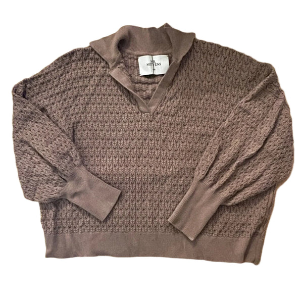 Mr Mittens Women's Almond Lace Polo Pointelle Sweater - S/XS