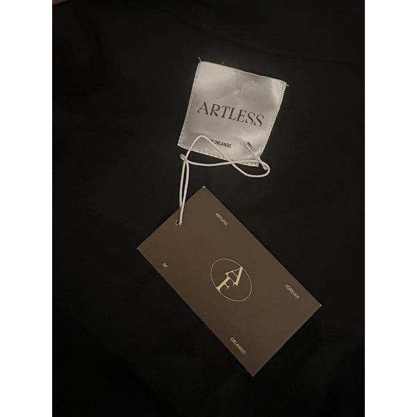 NWT Artless Forever Women's Orlando Silk Open Collared Blouse, Black, Size Small