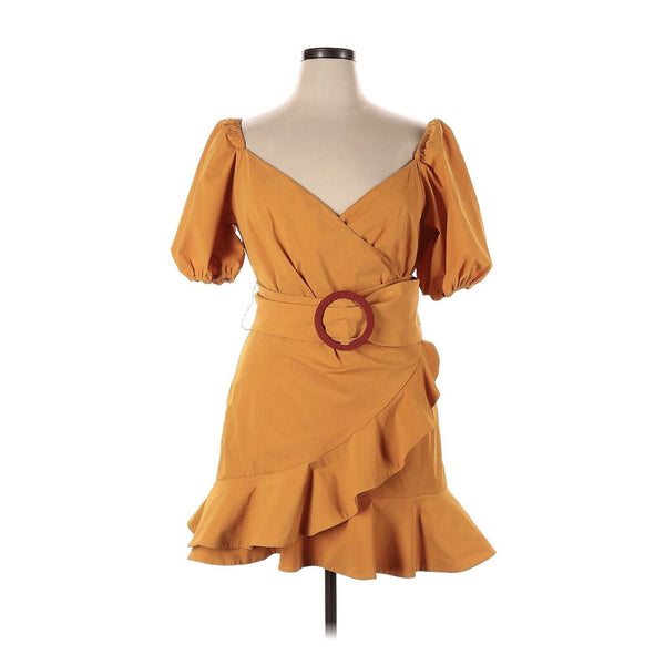 NWT Anthropologie Sachin & Babi Raeann Yellow Mustard Belted Mini Dress - Size 14