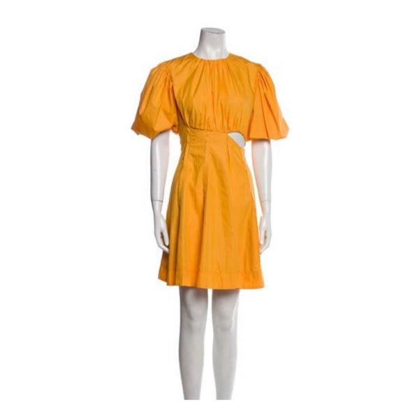 NWT Beulah Women's Yellow Puff Sleeve Cut-Out Mini Dress - Size Large