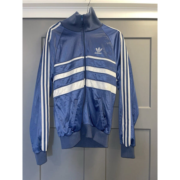 Vintage 1980s ADIDAS Long Sleeve Blue Zip Up Tracksuit MEDIUM