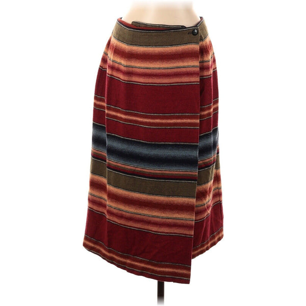 VTG Dani Women's Wool Blend Southwestern Stripe Navajo Wrap Western Cowboy Midi Skirt - Size 12