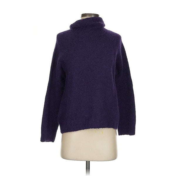 Plain Goods Women's Alpaca Wool Blend Purple Turtleneck Sweater, Size Small