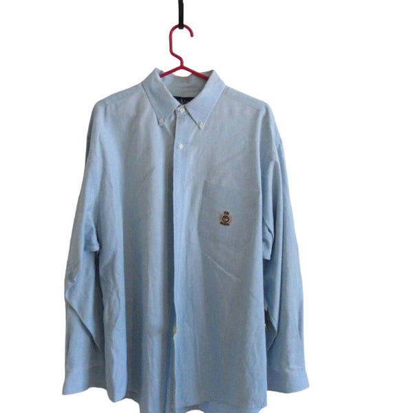 VTG Ralph Lauren chambrey blue Button Down Shirt crest logo perfectly worn L