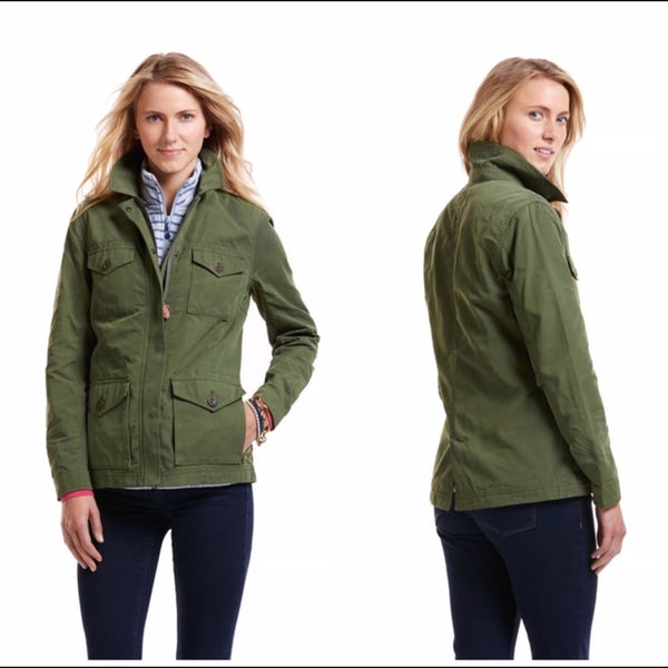 Vineyard Vines Women’s Army Green Utility Waxed Cotton Rain Jacket Size Small