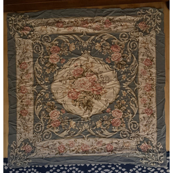 VTG Ralph Lauren scarf silk Rose Floral Pink Blue Classic 33″