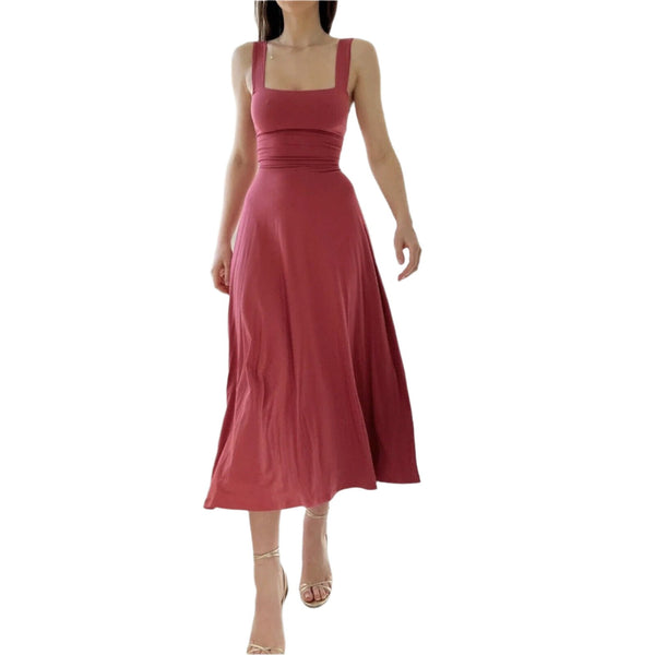 AYM Audrey Bamboo Pink Midi Sundress Organic M