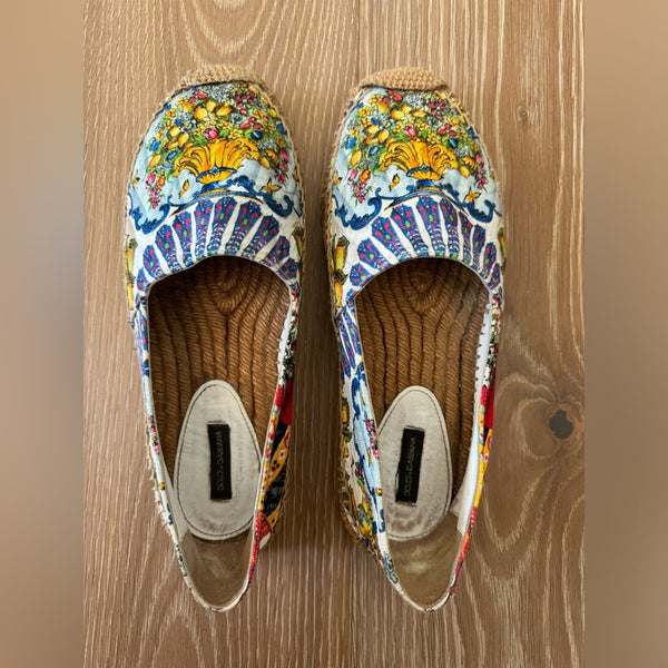 Dolce & Gabbana Women’s Italian Lemons Print Espadrilles Flats – Size 40