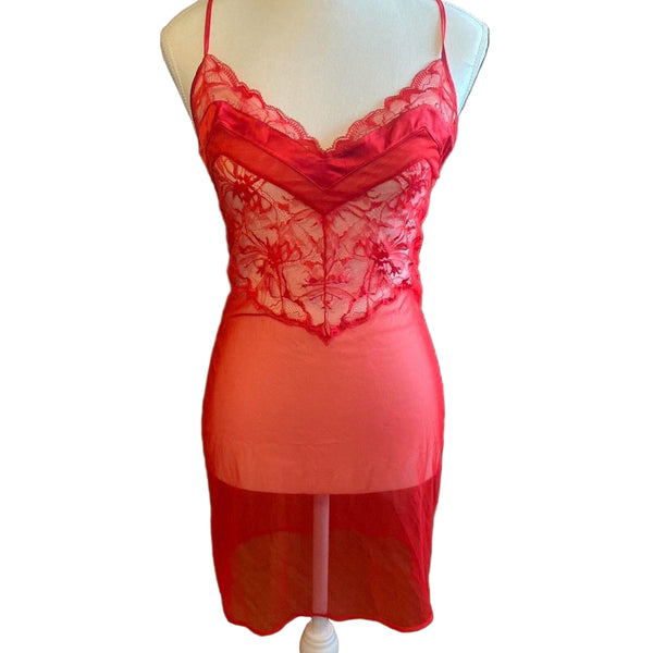 NWT La Perla Women's Silk Red Mini Lace Lingerie Slip Dress Size 40 Medium