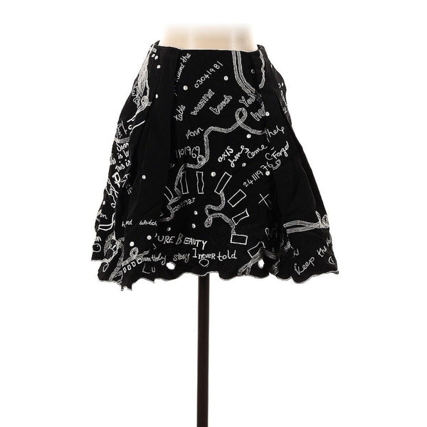 James Long Women’s Embroidered Mini Skirt Graffiti  Funky Mini Flare Skirt - Black, Size XS