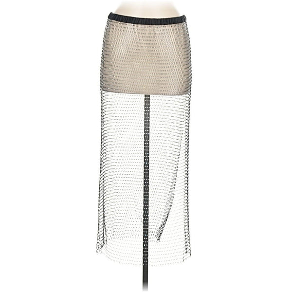ZARA Women's Black Mesh Rhinestone Sheer Skirt – Size M-L
