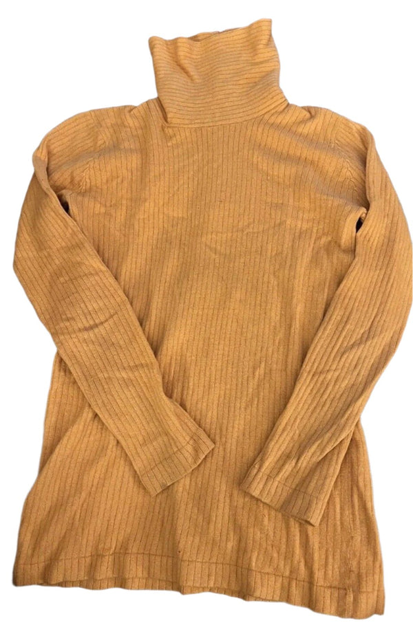 VTG Pringle of Scotland Women’s 100% Cashmere Ribbed Turtleneck Sweater Yellow Orange, Size Small