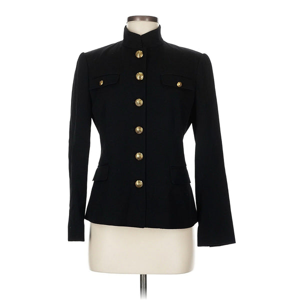 Ralph Lauren Women’s Black Label Wool Military Blazer Gold Crest Buttons Size 8