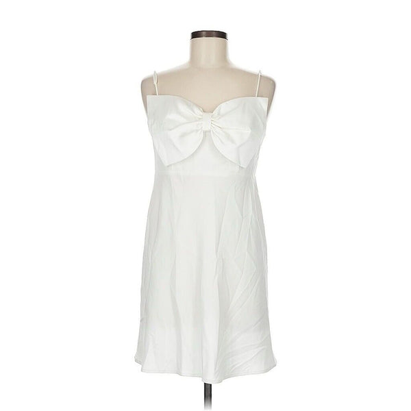 RIXO London Women's White Oversized Bow Mini Dress Bridal Elegant Size 8