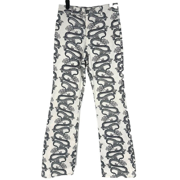 MOTEL Women's ROCKS Zoven Trouser in Dragon Rope, White/Black, High Rise, Medium