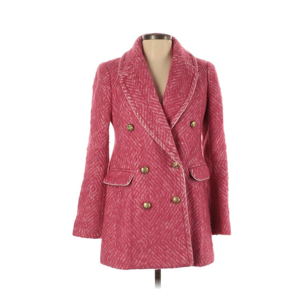 J. Crew Diamond Tweed Peacoat Women’s 0 Pink Barbie Preppy Wool Alpaca