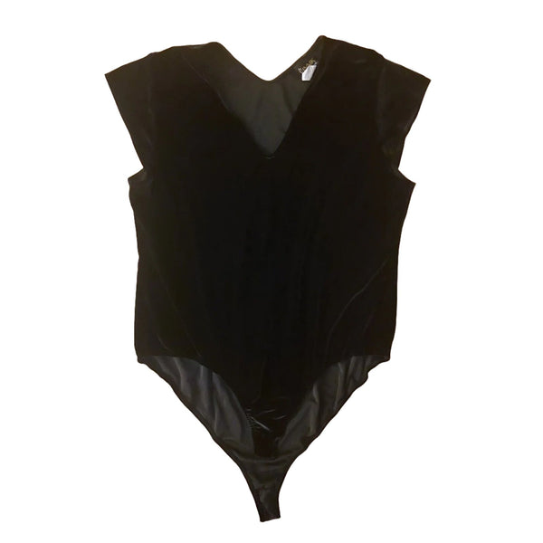 ByVinnik Black V Neck Velvet Bodysuit 3X