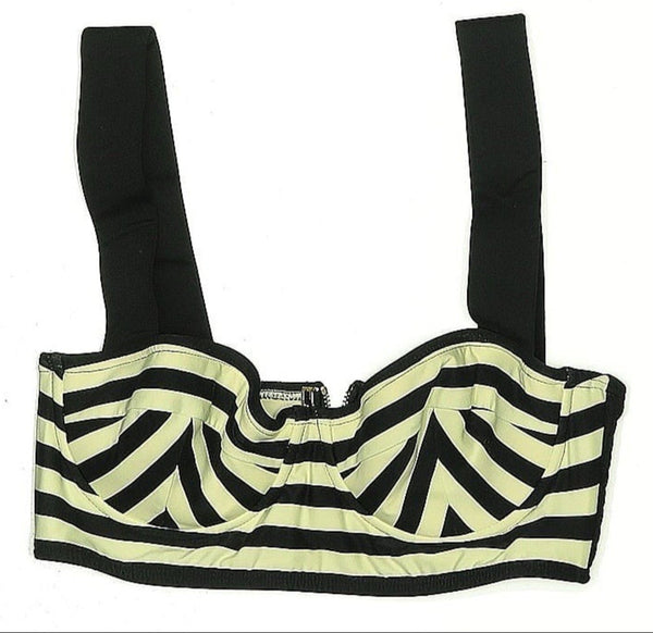 Kate Spade Women’s Georgina Striped Bralette Bikini Top – Black & White, Size Medium