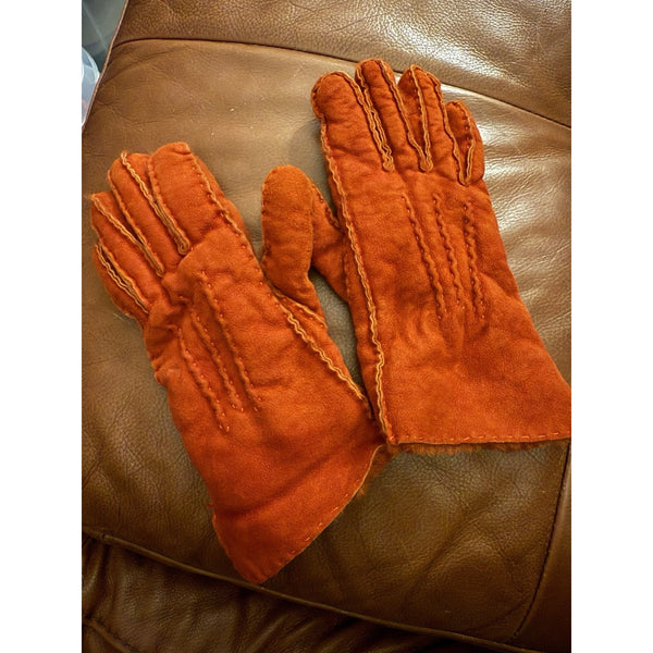 Renee’s NYC Accessories Tan Lambskin Suede Shearling Gloves | Small