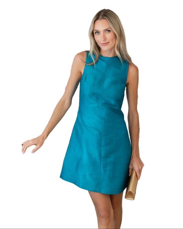 NWT Julia Amory Women's Baby Jane Jade Blue Silk Mini Dress – Size Small