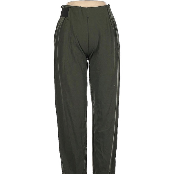 Aday Women's Green Pleated Slash Pockets Turn It Up Pull On Dress Pants XS