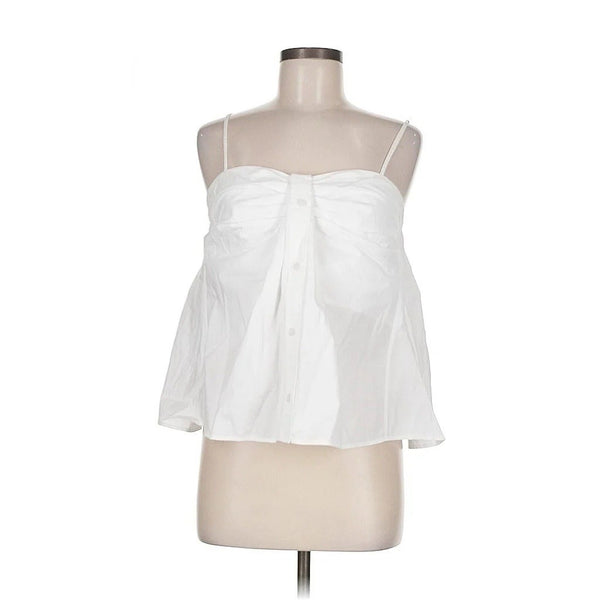 NWT Simkhai Women's Kenz Button Babydoll Tank Top – White, Size 2